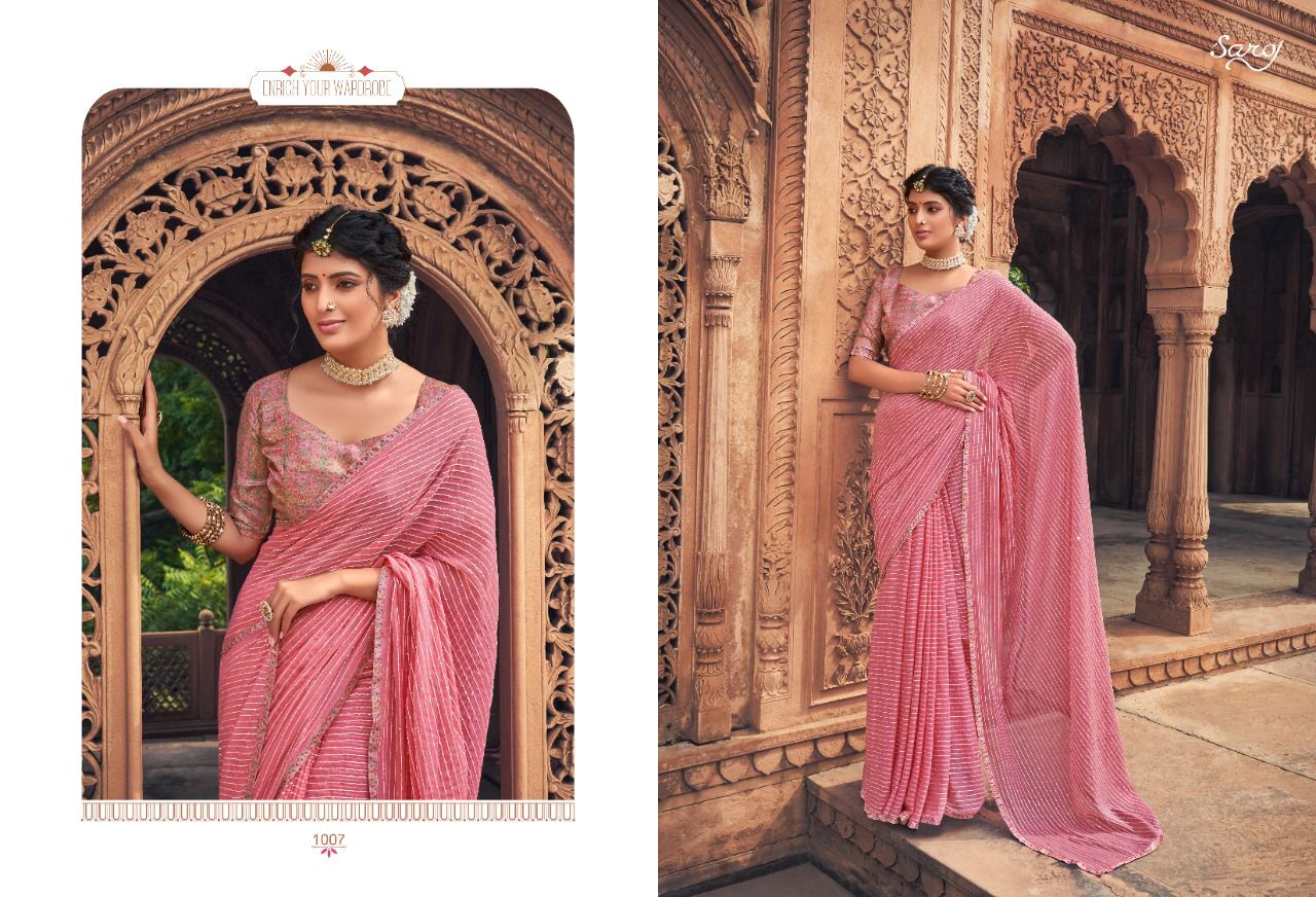 Saroj Falak Latest Festive Party Wear Georgette Heavy Saree Collection